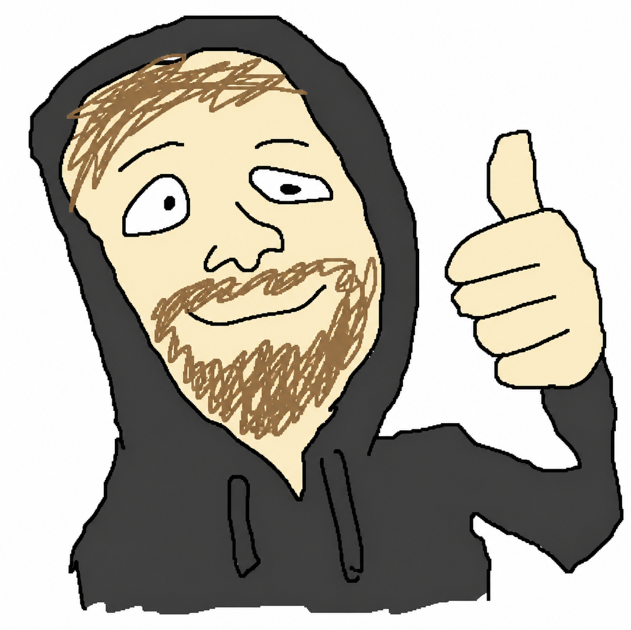Hand drawn gudkoin mascot giving a thumbs up
